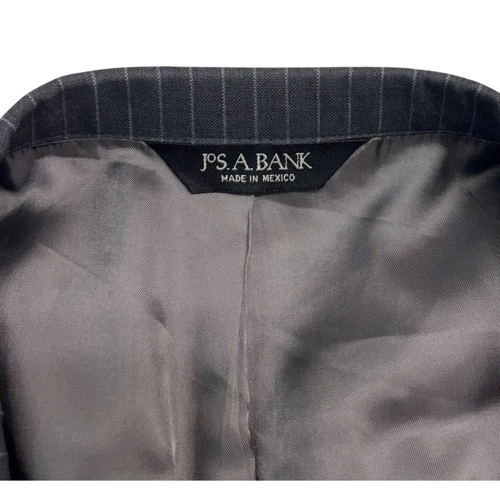 Jos A Bank 48L 43x32 Gray Stripe 2pc Pant Suit Signature Collection Silk Wool
